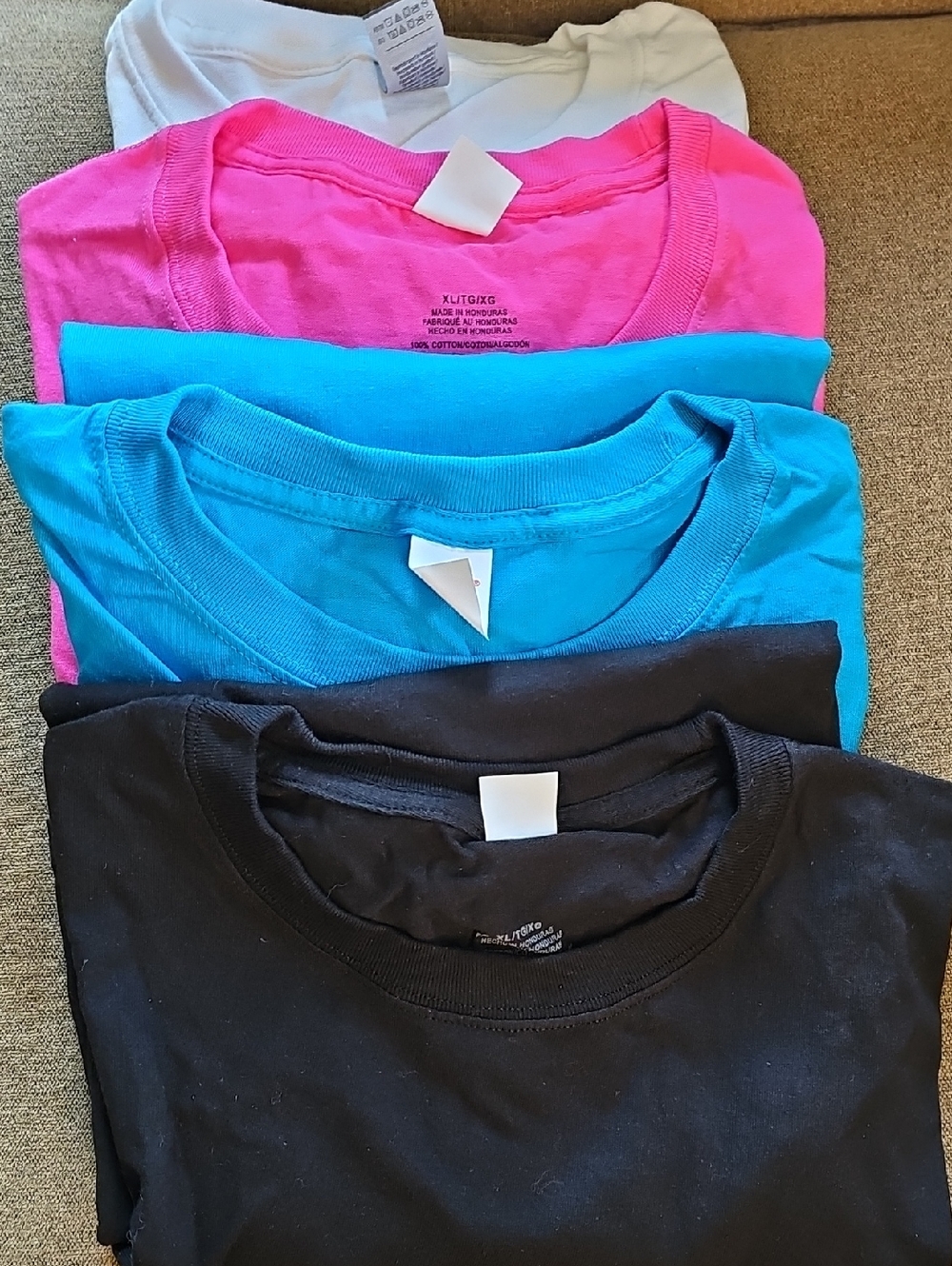 Unisex  Crew Neck T-Shirt Pack - Black, Turquoise, Pink, White